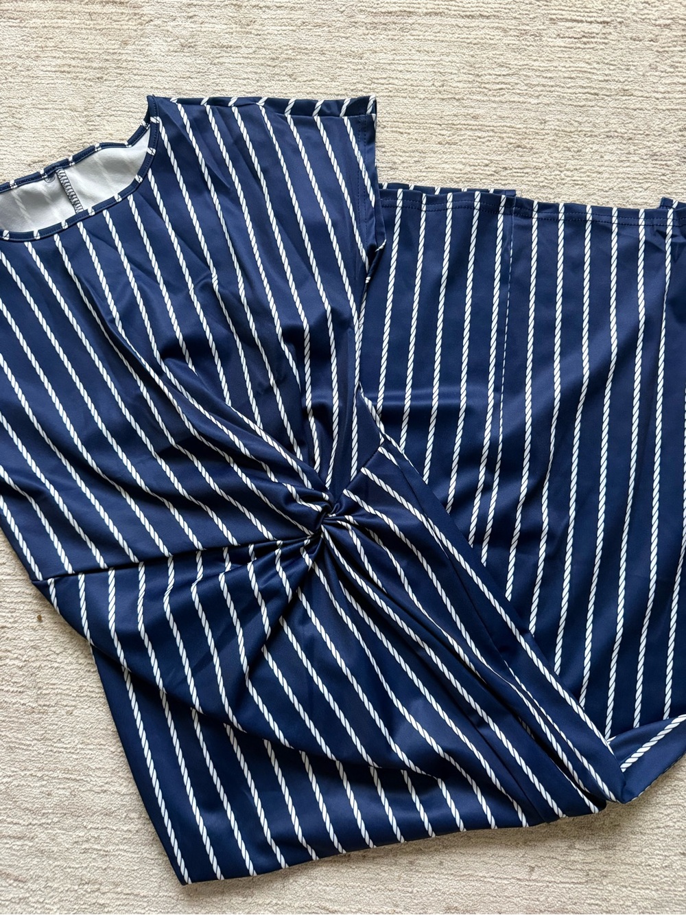 Striped Navy Knot-Front Midi Dress (Size Small) - Picture 5 of 5